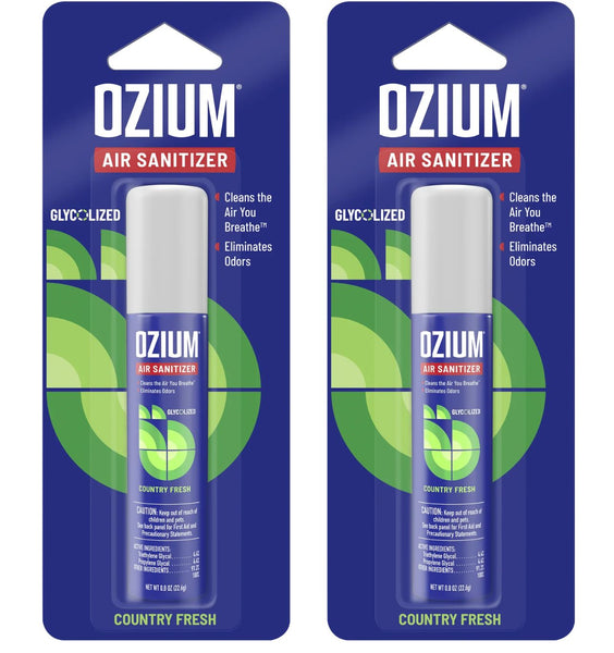 Ozium OZ15 Air Sanitizer Spray 0.8 oz, Odor Control for Car, Home & Office, Country Fresh, 2 Pack