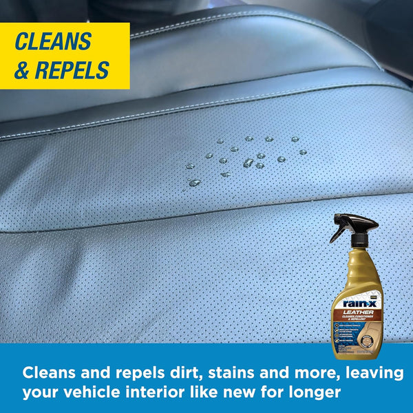 Rain-X Leather Cleaner, Car Conditioner & Repellent, Cleans, Restores & Protects Leather, Fresh Scent, 16 fl oz