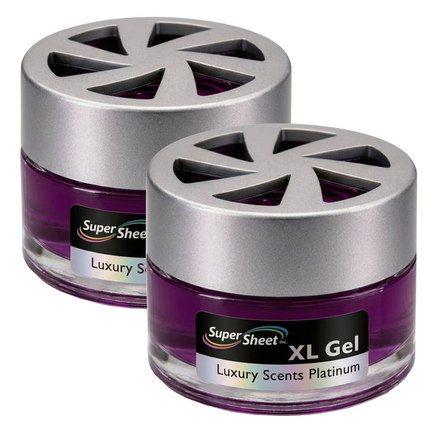 Super Sheet XL Gel Car Air Freshener - Platinum Scent, Luxury Glass Jar Auto Fragrance, Long Lasting Gel Diffuser for Car, Home & Office - Made in USA, 2 Pack