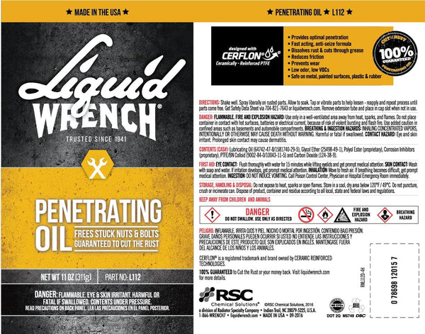 Liquid Wrench L112 Penetrating Oil Spray with CERFLON, Rust and Corrosion Penetrant for Stuck Nuts, Bolts, Locks and Hinges, 11 oz, 12 Packs