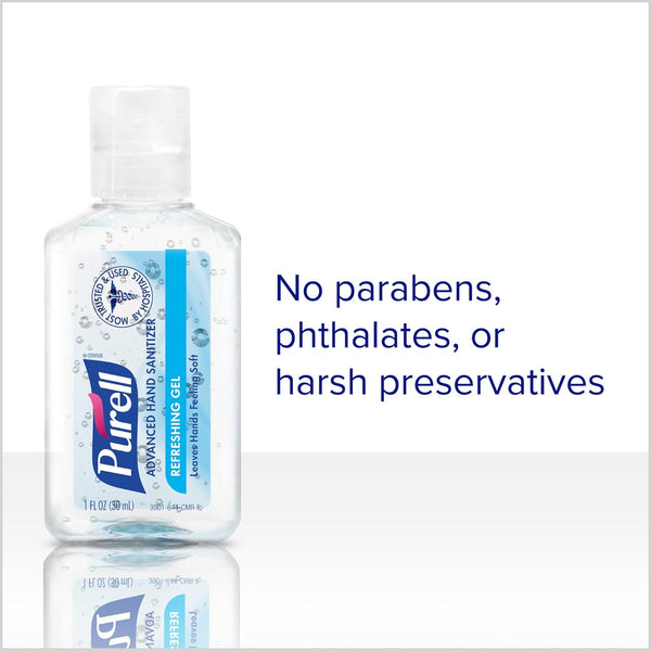 Purell Advanced Hand Sanitizer Refreshing Gel, Clean Scent, 1 Fl Oz Travel Size Flip-Cap Bottle with Display Bowl, 72 Packs