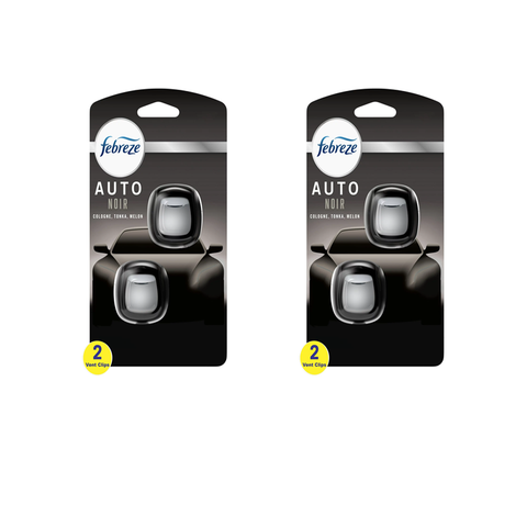 Febreze Vent Clip Car Air Freshener, Odor Eliminator, AUTO Noir Scent, 2 CLIPS, 2 Packs