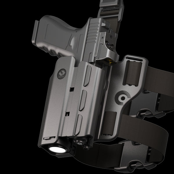 Orpaz T40 G19 Holster with Light Left Handed compatible with Glock 19 Holster with Light (Large Pistol Lights, Drop-Leg Attachment)