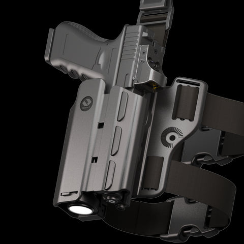 Orpaz T40 G19 Holster with Light Left Handed compatible with Glock 19 Holster with Light (Large Pistol Lights, Drop-Leg Attachment)