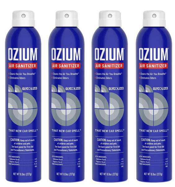 Ozium Air Sanitizer Spray - Room Odor Eliminator for Home, Car, and Office - That New Car Smell - 8 oz Can, 4 Pack