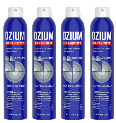 Ozium Air Sanitizer Spray - Room Odor Eliminator for Home, Car, and Office - That New Car Smell - 8 oz Can, 4 Pack