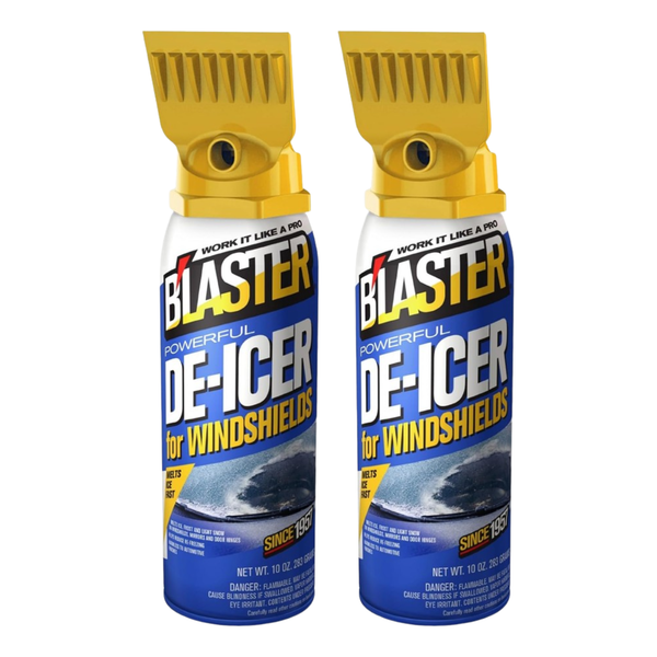 B'laster De-Icer Spray for Windshields, Windows, Mirrors and Frozen Locks, Melts Ice, Frost and Light Snow, Aerosol Can, 10 oz, 2 Packs
