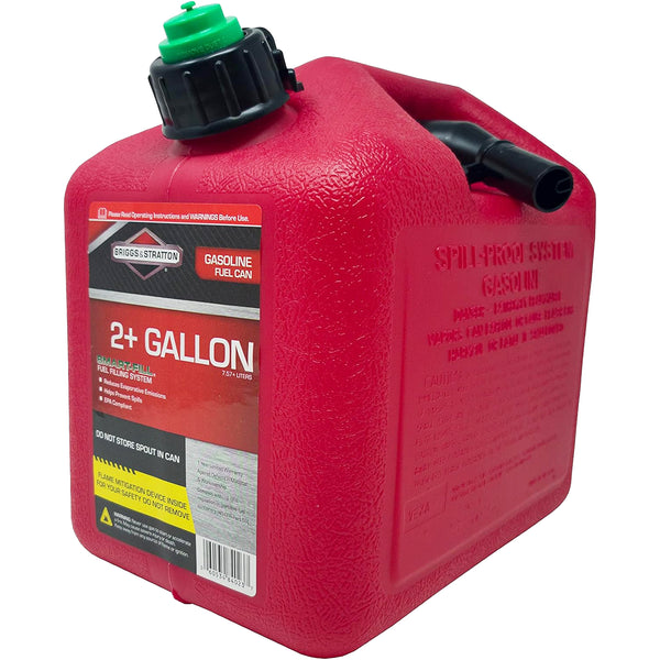 Briggs & Stratton Gas Can, 2+ Gallon Red Gas Can with Smart Fill Gas Can Spout.