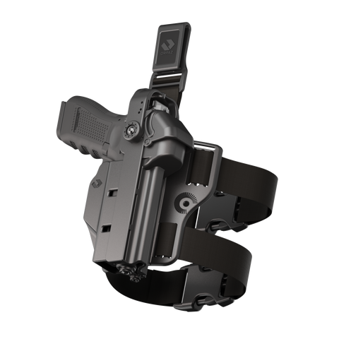ORPAZ T41 PRO Universal Adjustable Holster, Level 3 Security, Hood Guard & Magnetic Retention, Optics Ready OWB Polymer Duty Holster, Made in Israel Drop Leg