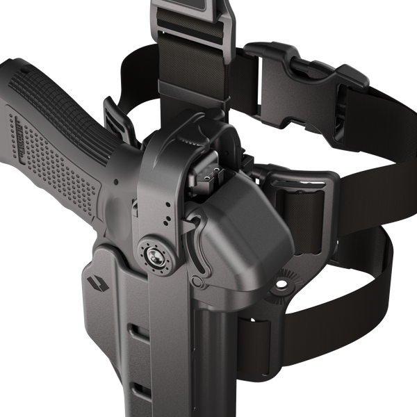 ORPAZ T41 PRO Universal Adjustable Holster, Level 3 Security, Hood Guard & Magnetic Retention, Optics Ready OWB Polymer Duty Holster, Made in Israel Drop Leg