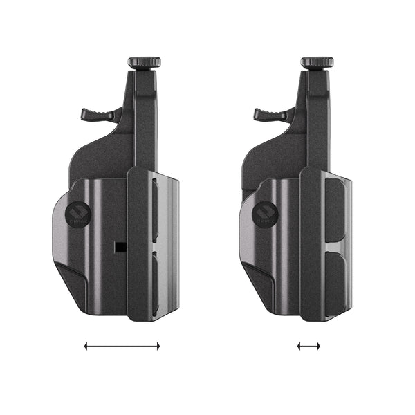 ORPAZ T41 Universal Adjustable Holster, Thumb Release Retention, Optics Ready OWB Polymer Holster, Made in Israel Paddle w/9mm Mag
