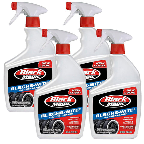 Black Magic Bleche-Wite Tire Cleaner Spray, Fast-Acting Formula Removes Brake Dust & Grime, 32 Oz, 4 Pack