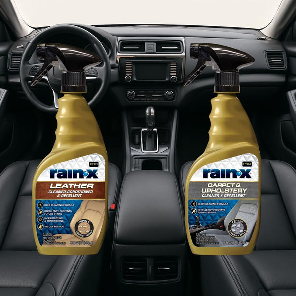 Rain-X Interior Care Bundle, Carpet & Upholstery Cleaner + Leather Conditioner & Repellent, 16 fl oz Each