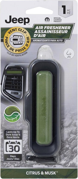Plasticolor Jeep Logo Rectangular Vent Clip Solid Gel Air Freshener, Citrus & Musk