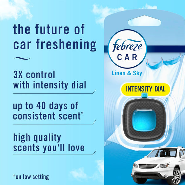 Febreze Car Air Freshener Vent Clip, Linen & Sky Scent, Odor Eliminator, 1 Vent Clip