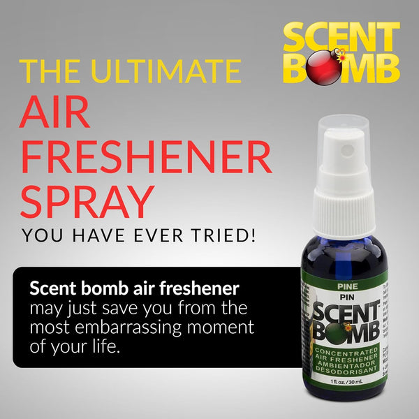 Scent Bomb Air Freshener Spray, 100 % Oil Based Concentrated Air Freshener, Air Freshener Spray for Car, Room, Bathroom and Odor Eliminator, Pine, 4 Packs