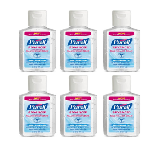 Purell Advanced Hand Sanitizer Refreshing Gel Squeeze Bottle, 2 Oz, 6 Packs