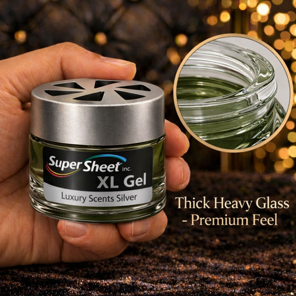 Super Sheet XL Gel Car Air Freshener - Silver Scent, Luxury Glass Jar Auto Fragrance, Long Lasting Gel Diffuser for Car, Home & Office - Made in USA