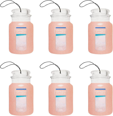 Yankee Candle Classic Paper Car Jar Hanging Air Freshener, Pink Sands, 6 Pack