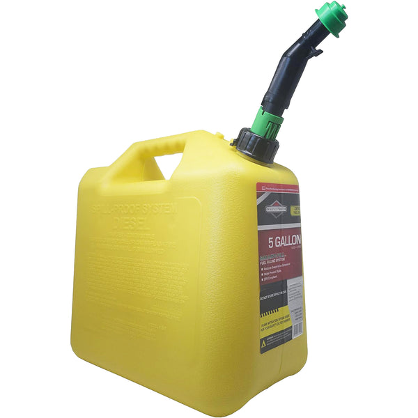 Briggs & Stratton Gas Can, 5 Gallon Yellow Gas Can with Smart Fill Gas Can Spout.