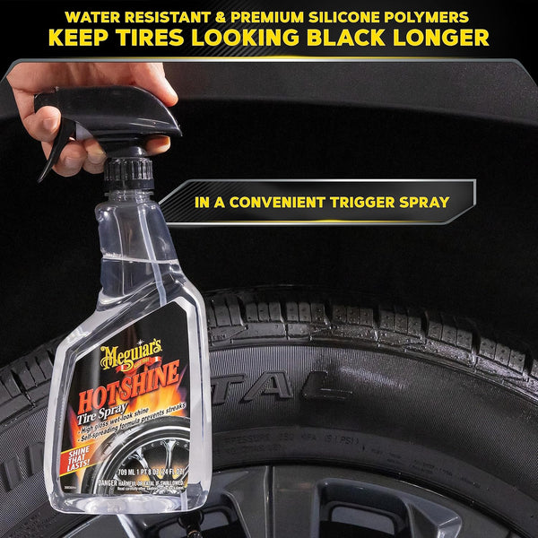 Meguiar's Hot Shine Tire Spray, 24 oz, Long-Lasting Wet Look Shine, 6 Packs