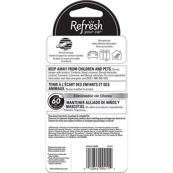 Refresh Car & Home Vent Sticks Air Freshener & Odor Eliminator, Summer Breeze/Alpine Meadow 6 Sticks