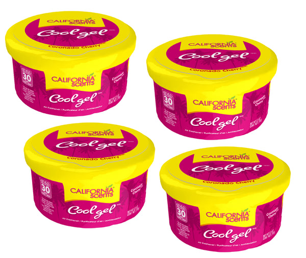 California Scents Cool Gel Coronado Cherry Scent - The Car Air Freshener with Cool Gel Technology - Long-Lasting Odor Eliminator and Auto Air Freshener for Car, 4 Packs