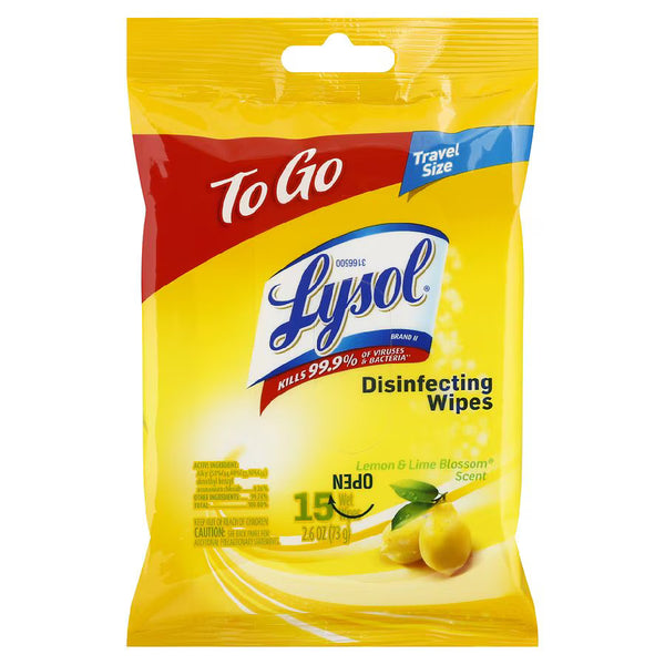 Lysol Disinfecting Wipes - Lemon & Lime Blossom To-Go Flatpack 15 Count