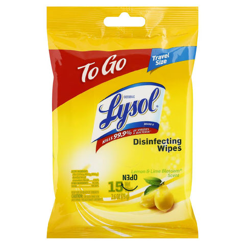 Lysol Disinfecting Wipes - Lemon & Lime Blossom To-Go Flatpack 15 Count