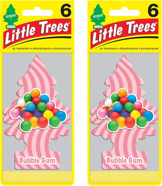 Little Trees Hanging Car Freshener Cardboard Paper For Home Car Office Bubble Gum, 12 Pack