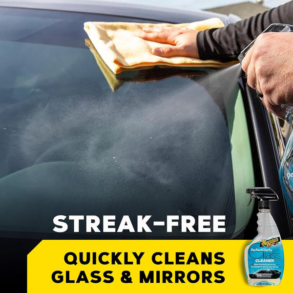 Meguiar's Perfect Clarity Glass Cleaner, Keep Windows, Windshields, and Mirrors Gleaming using a Premium Anti-Hazing Formula that Leaves a Superior Streak Free Finish, 24 Oz.