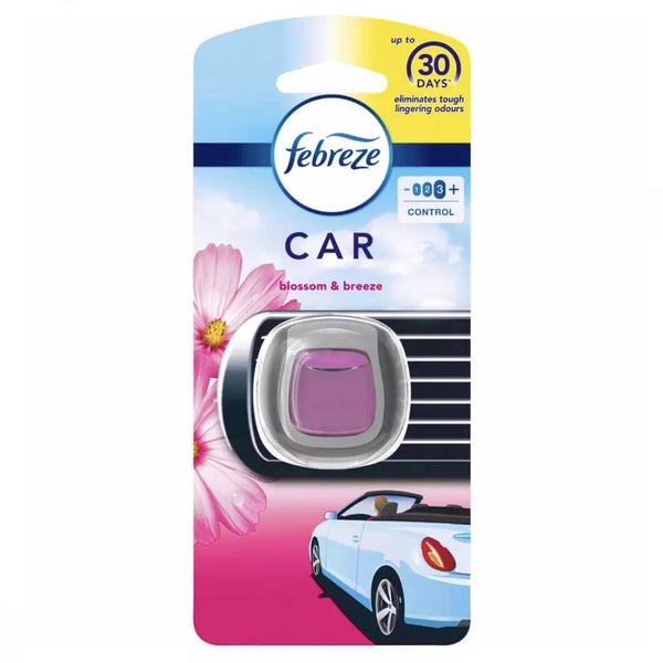 Febreze Vent Clip Car Air Freshener Blossom & Breeze Scent, Up to 30 Days, Eliminates tough lingering odours