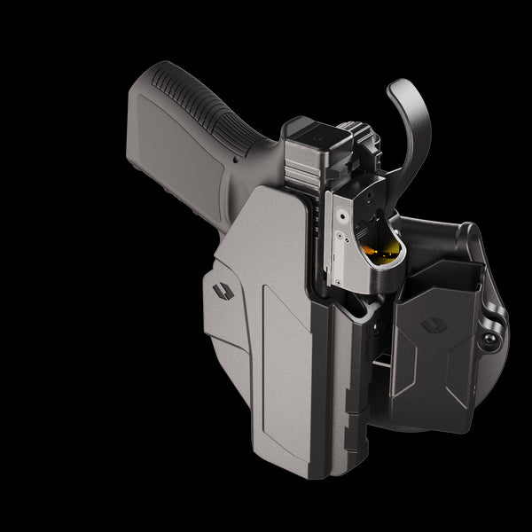 Orpaz Sigma G31/G37 Left Hand Duty Holster – Compatible with Glock 31/37 Holster - OWB Tactical Holster with Level 3 or Level 2, Thumb Release, Optics-Ready, with Paddle GEN2 Attachment