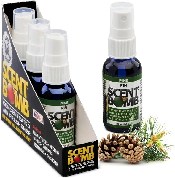 Scent Bomb Air Freshener Spray, 100 % Oil Based Concentrated Air Freshener, Air Freshener Spray for Car, Room, Bathroom and Odor Eliminator, Pine, 4 Packs