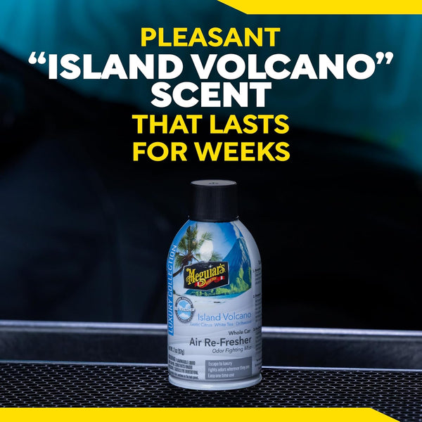 Meguiar's Car Air Refresher Odor Fighting Mist – Long-Lasting Car Freshener Fights Strong & Unwanted Vehicle Smells Renewing Interiors with a Luxurious & Refreshing, Island Volcano Scent, 2oz