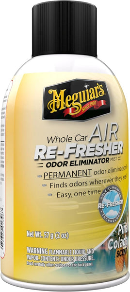 Meguiar's Whole Car Air Re-Fresher, Pina Colada Scent Odor Eliminator Spray, 2 oz