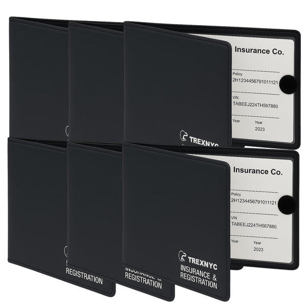 TrexNYC Car Registration & Insurance Card Holder Wallet – Vehicle Document Holder for Car Glove Box Organizer, 6 Pack