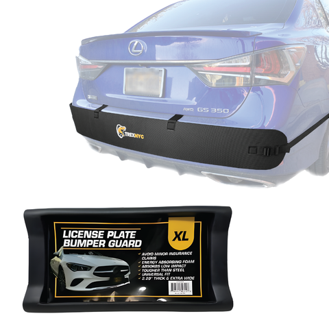 TrexNYC Rear Bumper Guard and Front License Plate Bumper Guard - Car Rear Bumper Protector - Universal Bumper Guard Protection, XL Combo Kit