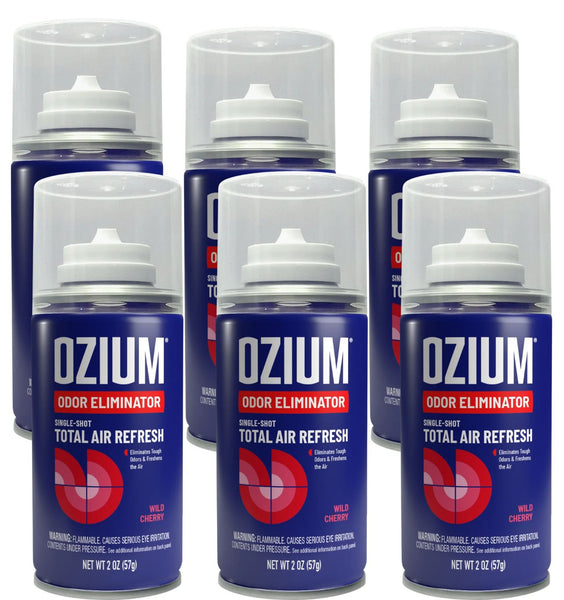 Ozium Fogger Single Shot 2 oz Air Freshener for Car Home Office Wild Cherry, 6 Pack