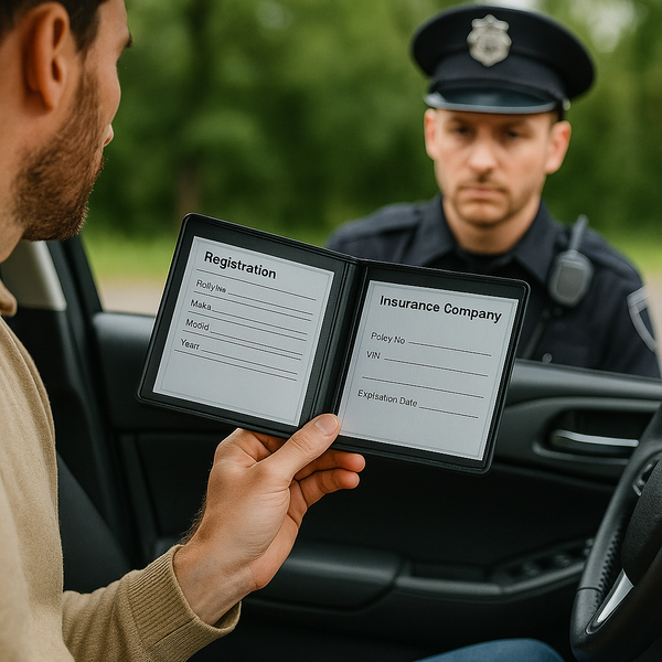 TrexNYC Car Registration & Insurance Card Holder Wallet – Vehicle Document Holder for Car Glove Box Organizer, 4 Pack