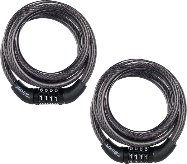 Master Lock Bike Lock Cable with Combination Black, 8143D, 2 Packs