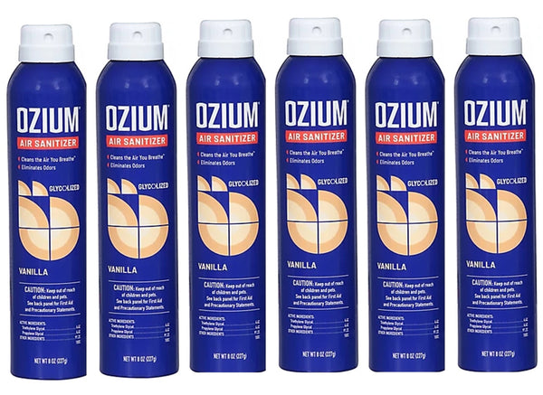 Ozium Air Sanitizer, 8 oz. Spray, Cleans the Air You Breath and Eliminates Odors, Vanilla Scent (6-PACK)