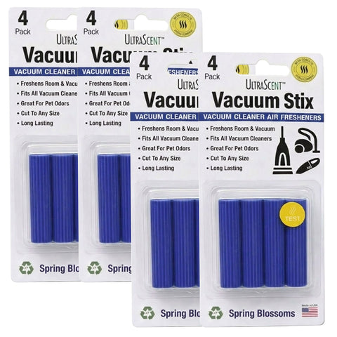 UltraScent Vacuum Stix Vacuum Deodorizer Sticks for All Vacuums, Long-Lasting Vacuum Air Freshener, Non-Toxic, Made in USA, 4-Packs 16-Stix Total in the Spring Blossoms Scent