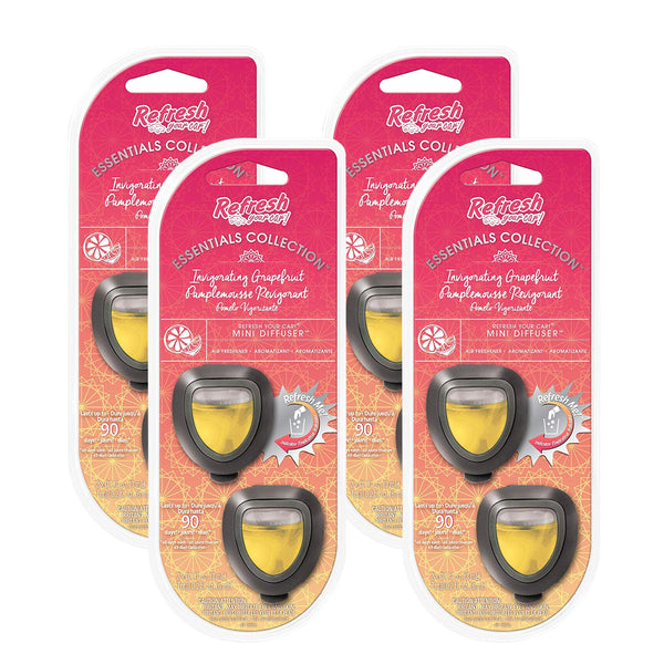 Refresh Essentials Collection Invigorating Grapefruit Mini Diffuser Air Freshener (4-Packs)