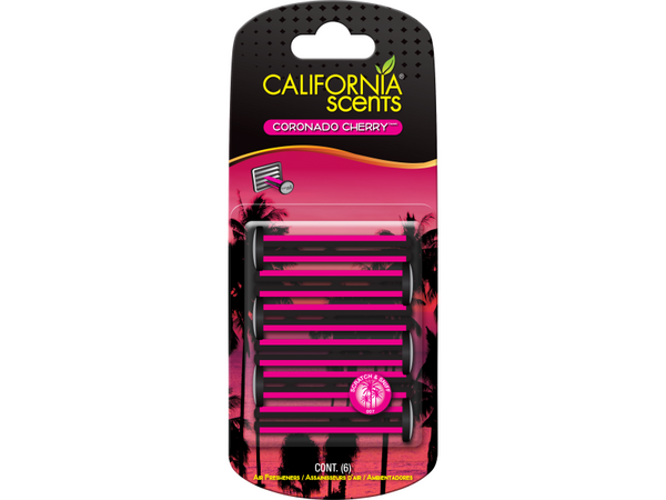 California Scents Car Vent Sticks, Long-Lasting Car Air Freshener and Odor Eliminator, 6 Sticks, Coronado Cherry