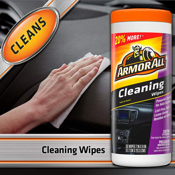 Armor All Cleaning and Leather Care Wipes, 30 Count Each (Pack of 2)