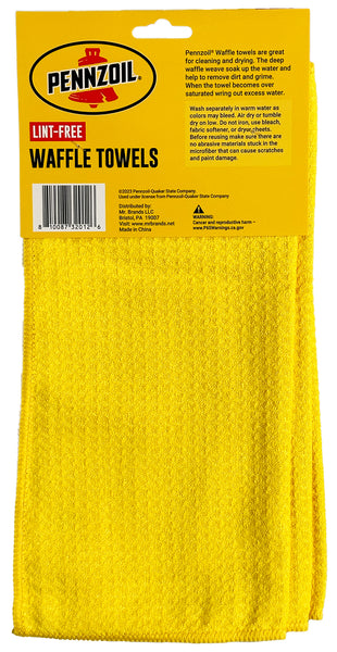 Pennzoil Waffle Towel: Ultimate Car Drying Towel - High Absorbency Car Wash Drying Towels, Premium Waffle Towel Design, Perfect Car Cleaning, and Ultimate Car Towel Solution, 3 Count