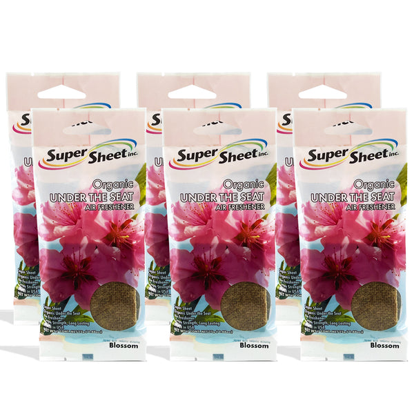Super Sheet, Organic Under the Seat Car Air Freshener, Long Lasting Fragrance, Blossom Scent, 6 Pack