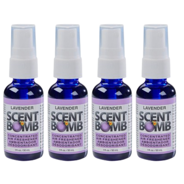 Scent Bomb Air Freshener Spray, 100 % Oil Based Concentrated Air Freshener, Air Freshener Spray for Car, Room, Bathroom and Odor Eliminator, Lavender, 4 Pack