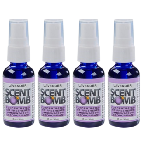 Scent Bomb Air Freshener Spray, 100 % Oil Based Concentrated Air Freshener, Air Freshener Spray for Car, Room, Bathroom and Odor Eliminator, Lavender, 4 Pack